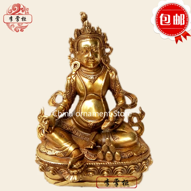 Nepalese Tibetan Tantra, pure copper, yellow God of Wealth, boutique Buddha statue, collection of lucky ornaments