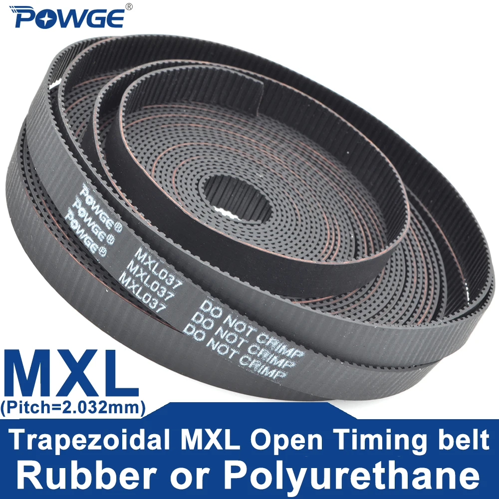 POWGE Trapezoidal Rubber MXL Open Timing belt Width 3-15mm Pitch 2.032mm Neoprene fiberglass PU Polyurethane Steel MXL Pulleys