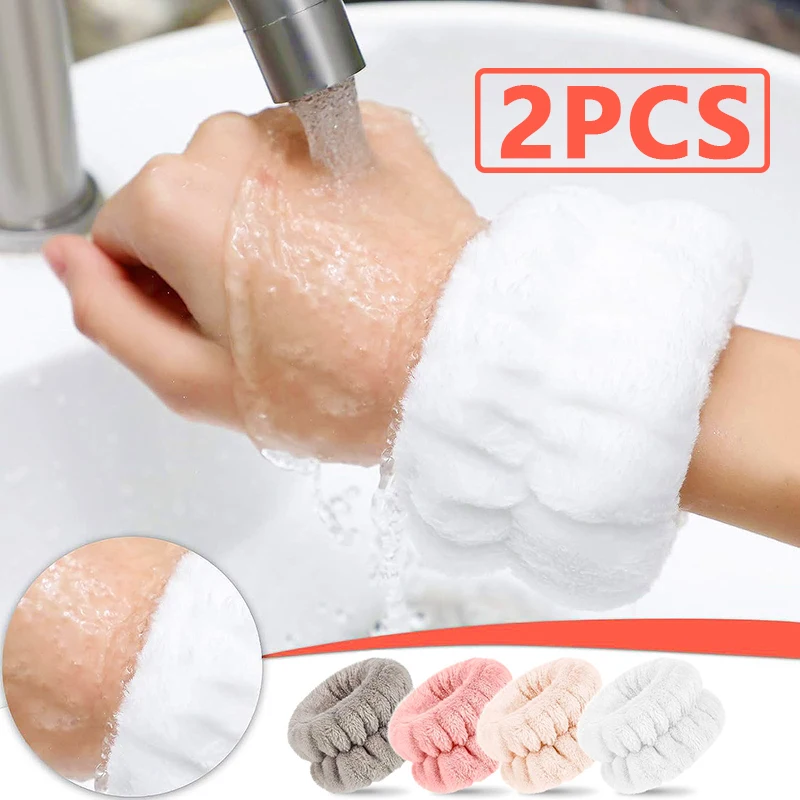 

2PCS Reusable Wrist Washband Microfiber Wash Towel Band Wristband for Washing Face Girl Yoga Sport Wrist Women Sweatband