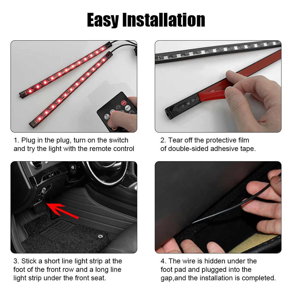 Universal Auto RGB Umgebungs Lichter LED Streifen Innen Lampen 8 Farben Dekorative Off Road 4x4 SUV Automobil Zubehör smart 12 V – Detail 11