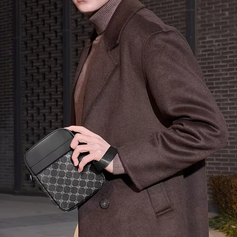 Men's square bag, crossbody bag, shoulder bag, retro style high-quality business wallet, suitable for business trips