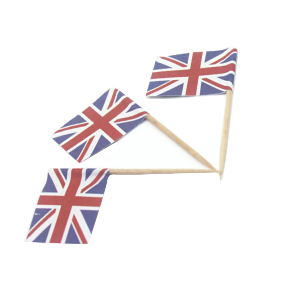 

100pcs Flag Toothpick Food Decor Cupcakes Patriotic Parties Safe Wood Material Creative Design Mini Bar Tools