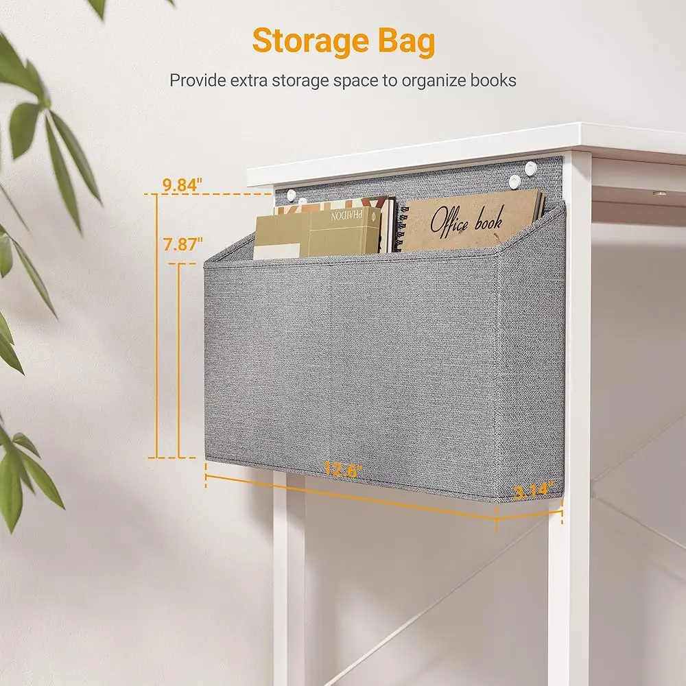 L Shaped Desk, 47"" Computer Desk With Reversible Storage Shelves Home Office Corner Desk Study Writing Gaming Table, White