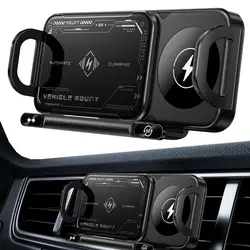 Car Wireless Charging Phone Holder 15W Air Vent Cell Phone Charging Bracket Rotatable Folding Phone Charging Mount Car Interior