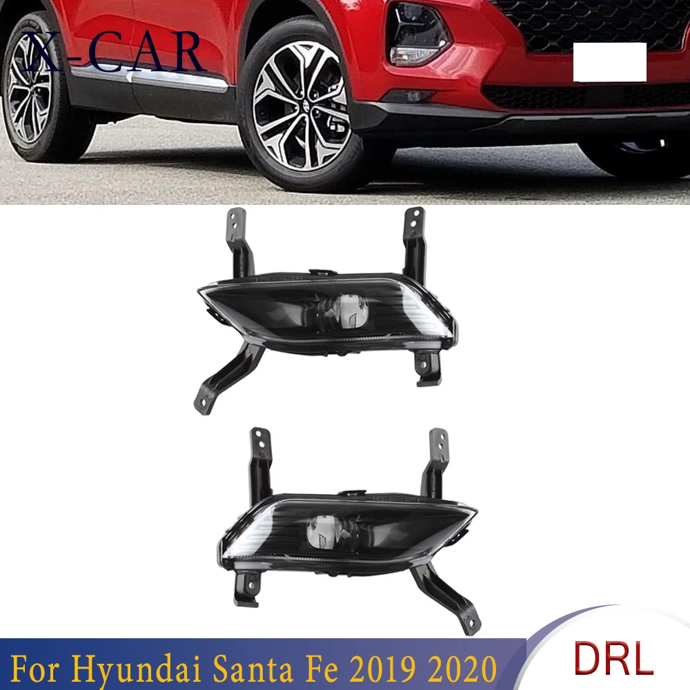 

X-CAR For Hyundai Santa Fe 2019 2020 Day Light White Fog Lamp 12V DRL Waterproof 1 Pair Car LED Daytime Running Light Car Lights