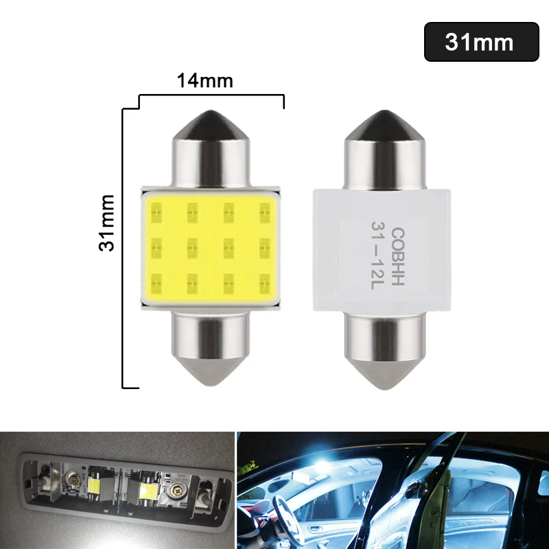 1/4/10 PCS C5W Festoon LED Bulb 31mm 36mm 39mm 41mm Car Interior Dome Trunk License Plate Light COB 12V 7000K White Super Bright