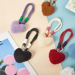 Plush Colorful Love Heart Lanyard Keychains Personality Phone Strap Bags Braided Strips Keycord Hanging Trousers Accessories