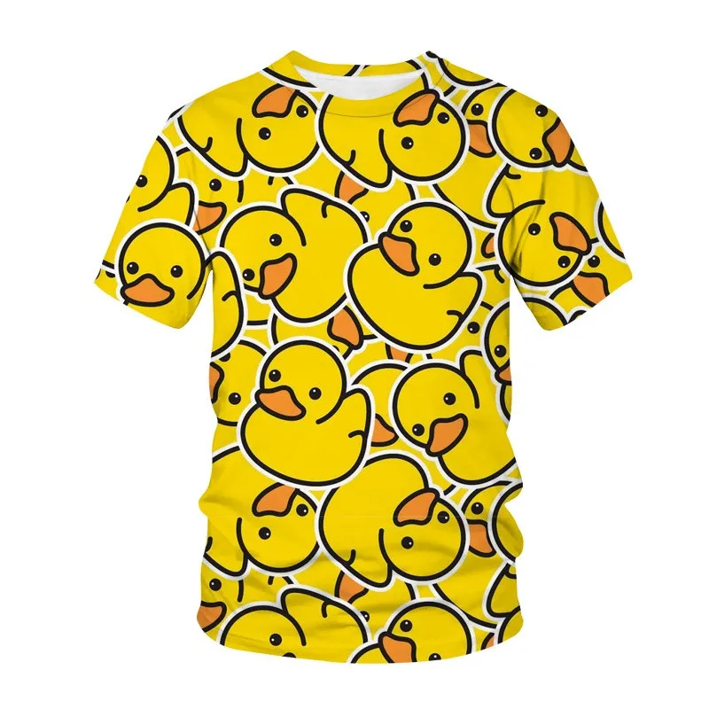 3D Printed Animal Duck Cartoon T-Shirts for Kids - Short Sleeve Casual Tees for Boys & Girls
