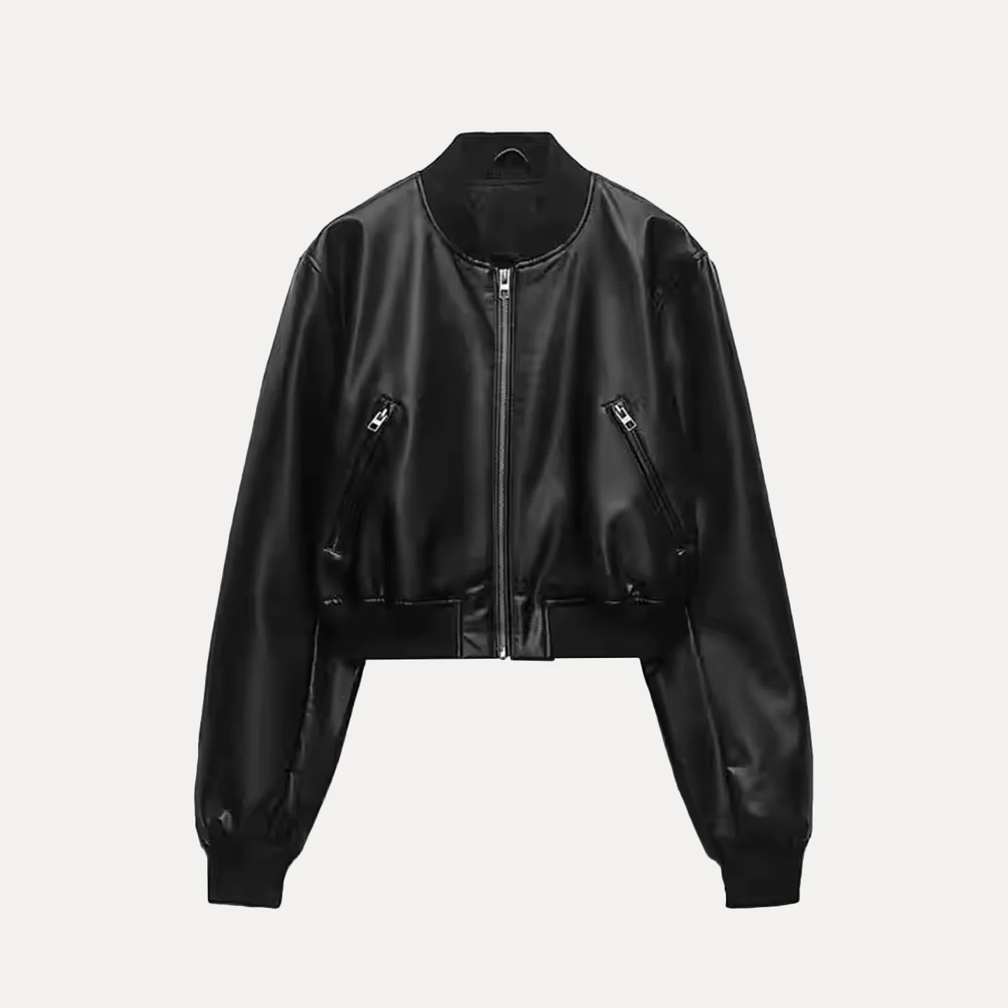 Z 2025 Nuovo Faionable Pilot Jaet Capispalla da donna Simulazione in pelle Street Sle Lungo Sve Cerniera cappotto ort