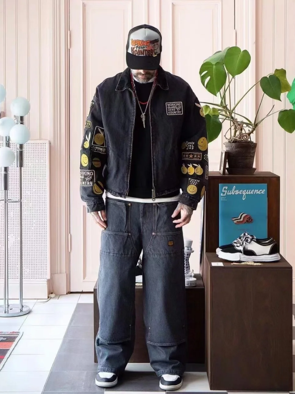 

Kapital 24SS Casual Japanese Style Denim Overalls with Drawstring And Large Pockets Youth Wear All Seasons Loose Fit Jeans