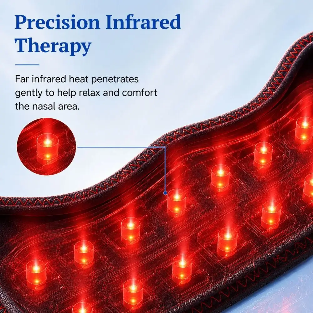 Adjustable Ear Loops Nose Warmer Soft Lining 3 Heat Levels Red Light Heating Mask 16 LED Beads Portable Nose Heating Pad