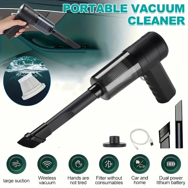 9000Pa Wireless Car Vacuum Cleaner USB Charging 1200mAh Portable Cleaning Appliance Mini Wet and Dry Vacuum Cleaner Household
