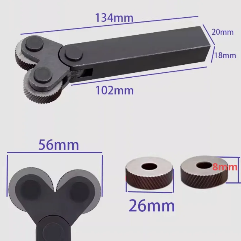 2 Stück retikuliertes/gerades Rändelmesser, gerades Diagonalband, Rändelrad für Metallschneider, Drehmaschine, Rändelwerkzeug