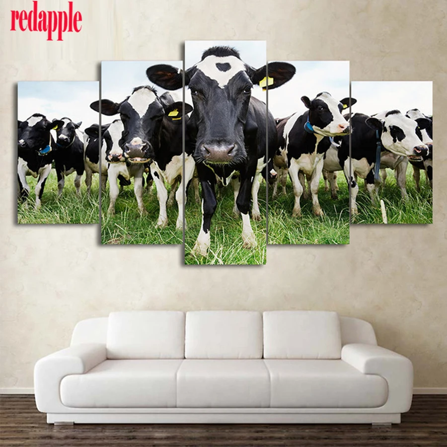 

5D square diamond painting, embroidery with cow image, rhinestones, cross stitch kits, resin, full mosaic, animal wall art