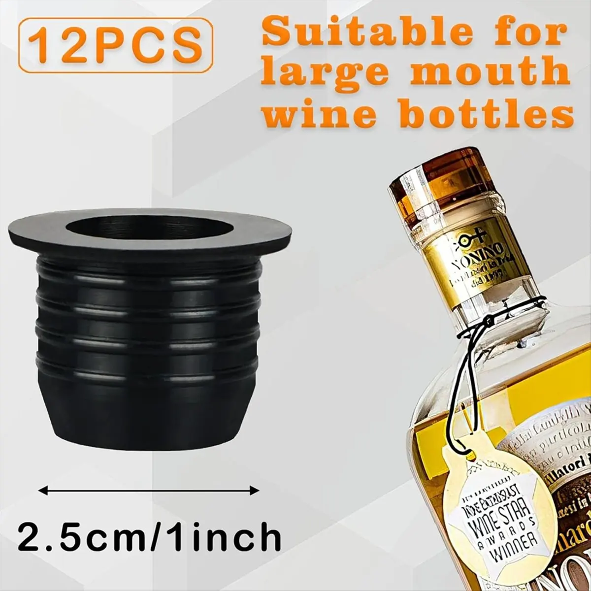 A75K 12 Pack Liquor Pour Spout Adapters, Pour Spouts for Large Neck Liquor Bottles, for Alcohol Olive Oil Up to 25 mm Neck