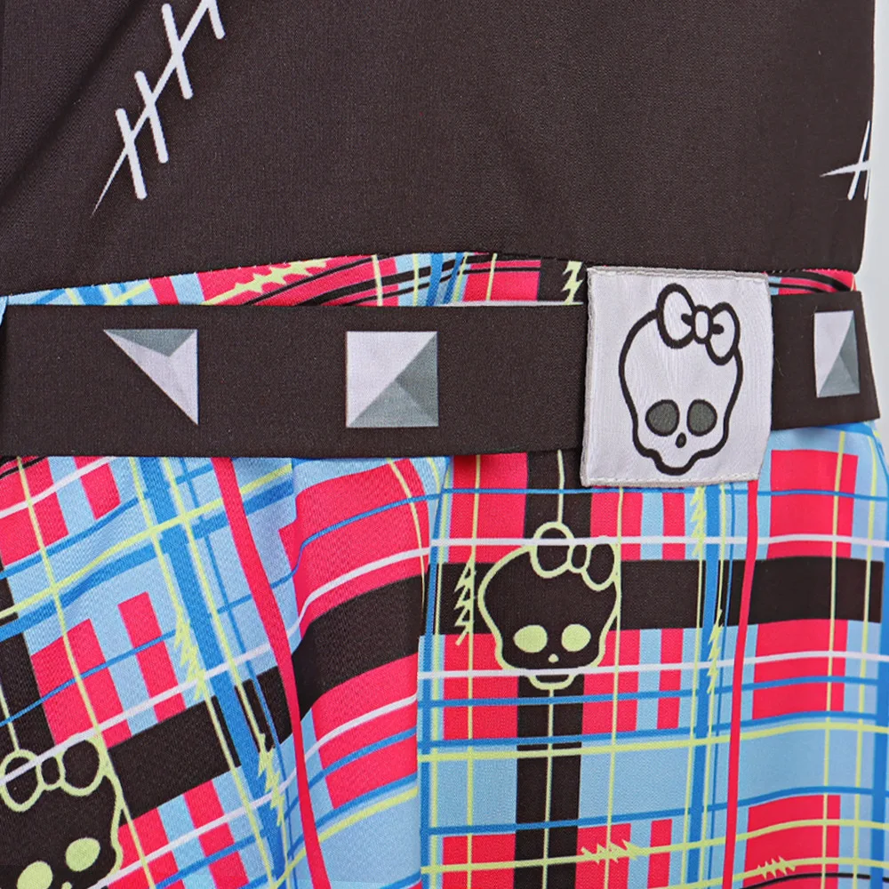 Kostum Monster Cosplay Frankie Stein untuk Wanita Setelan Gaun JK Manis Seragam Sekolah Gaun Pesta Hantu Penyamaran Pesta Halloween