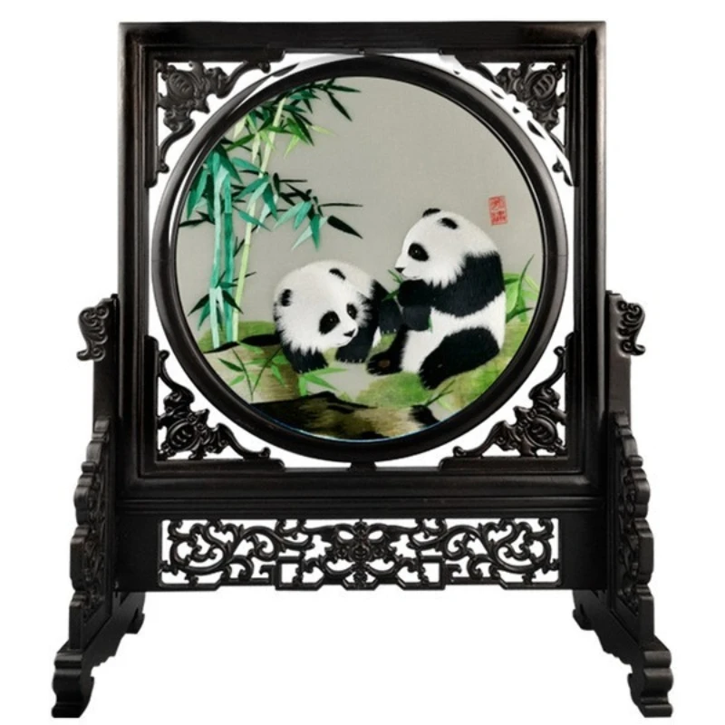 

Shu embroidery handmade double-sided embroidery screen ornament hollow retro table housewarming new home gift business gift