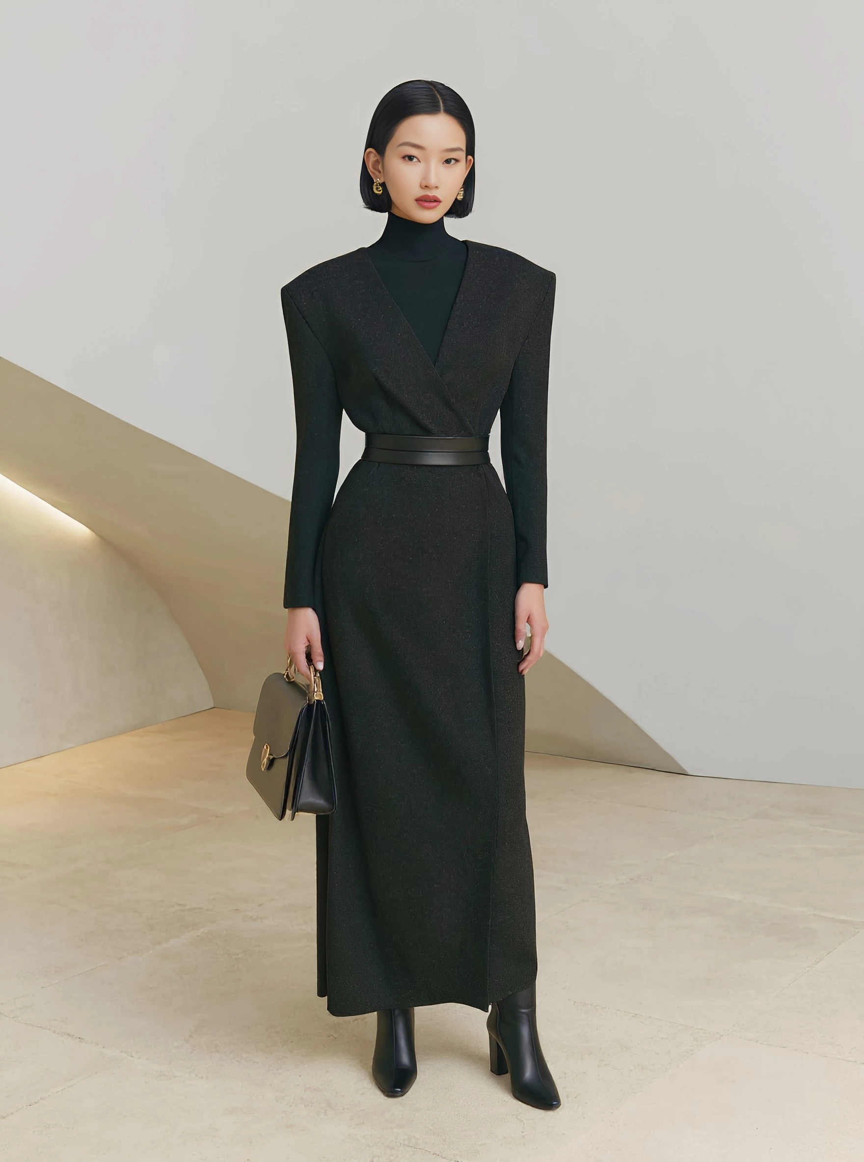 الخريف الشتاء التفاف تنورة عادية تناسب الخصر العادي منتصف طول نمط غير رسمي التنانير النسائية الموضة #3