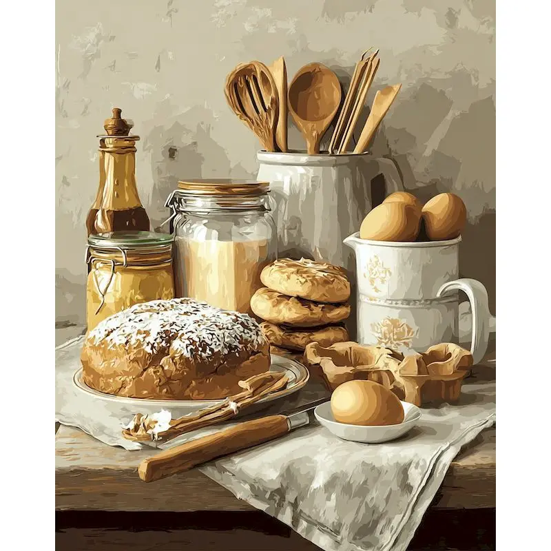 

GATYZTORY Painting By Number Bread Landscape Drawing On Canvas HandPainted Art Gift DIY Pictures By Number Food Kits Home Decor
