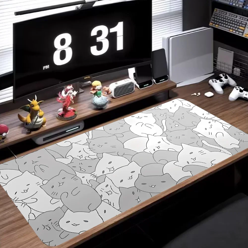 사랑스러운 고양이 패턴 대형 가죽 XXL 귀여운 카와이 만화 마우스패드 미끄럼 방지 컴퓨터 키보드 노트북 패드 식탁 데스크탑 매트