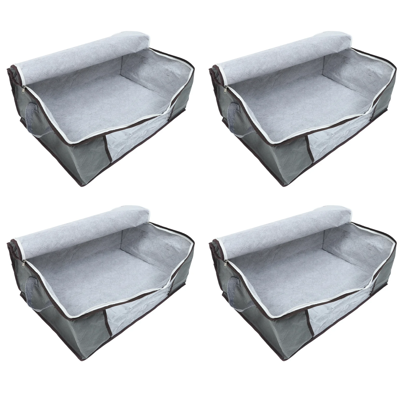 

4Pcs Clothes Storage Boxes Foldable Non-Woven Fabric Zipper Storage Containers Bedroom Organizer Large Capacity