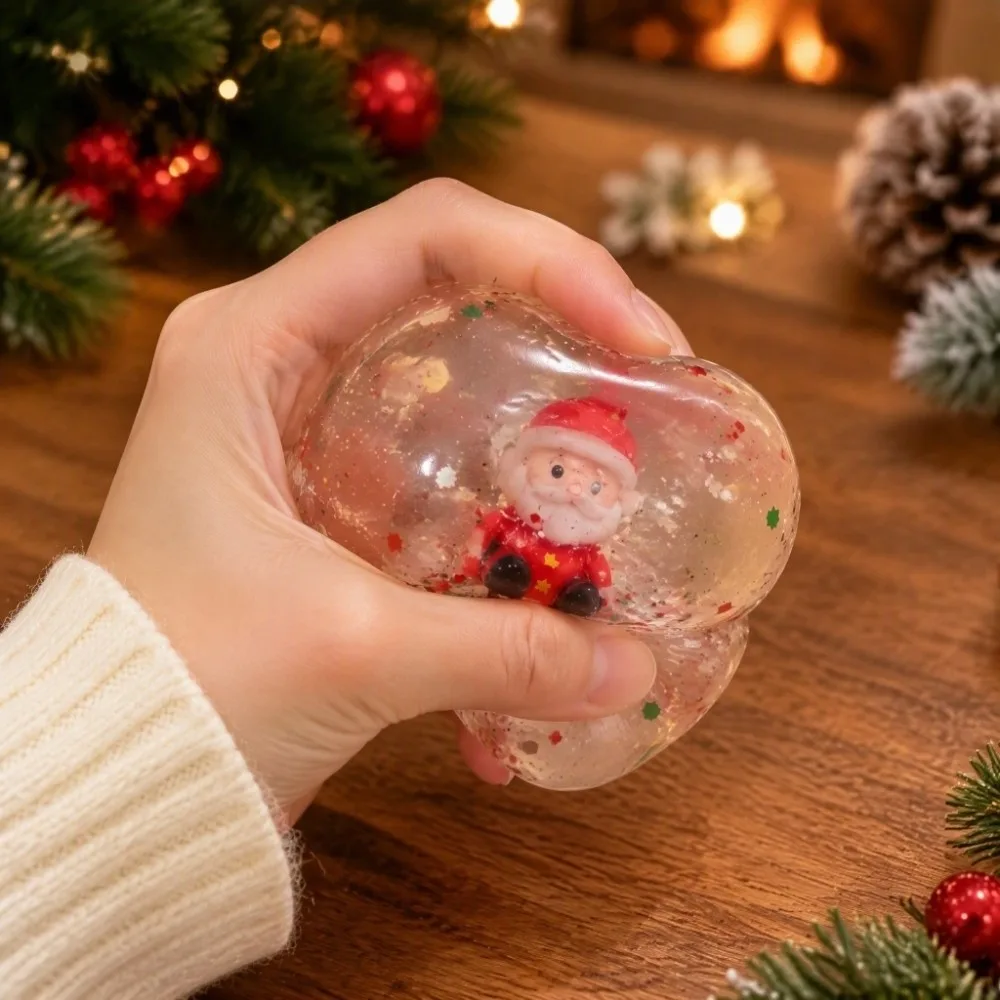 Soft TPR Christmas Snowman Squeeze Toy Santa Claus Christmas Tree TPR Sequins Pinch Le Christmas Snowman Transparent