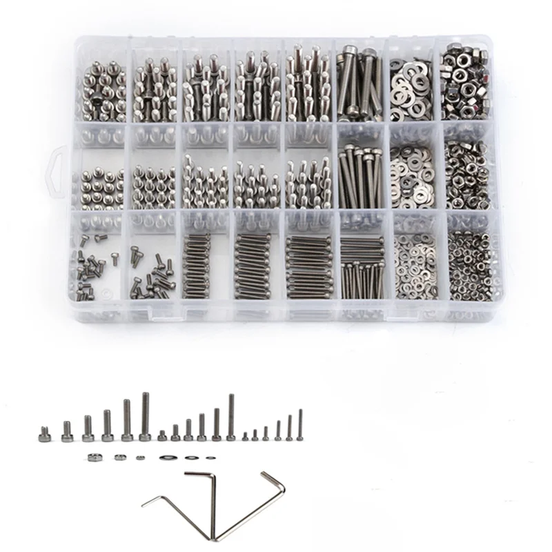 ABRU-2160PCS M2/M3/M4 Stainless Steel Hex Socket Bolt And Nuts Set Fastener Hardware Hexagon Socket Head Cap Screws