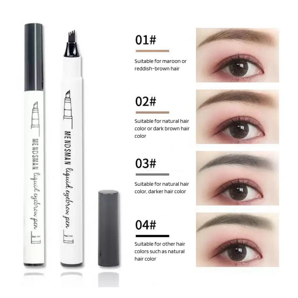 1/4Pcs Eyebrow Pencil 4 Micro Fork Tip Tinted Brow Pen Waterproof Natural Microblading Liquid Brow Contouring Pen Makeup Tool