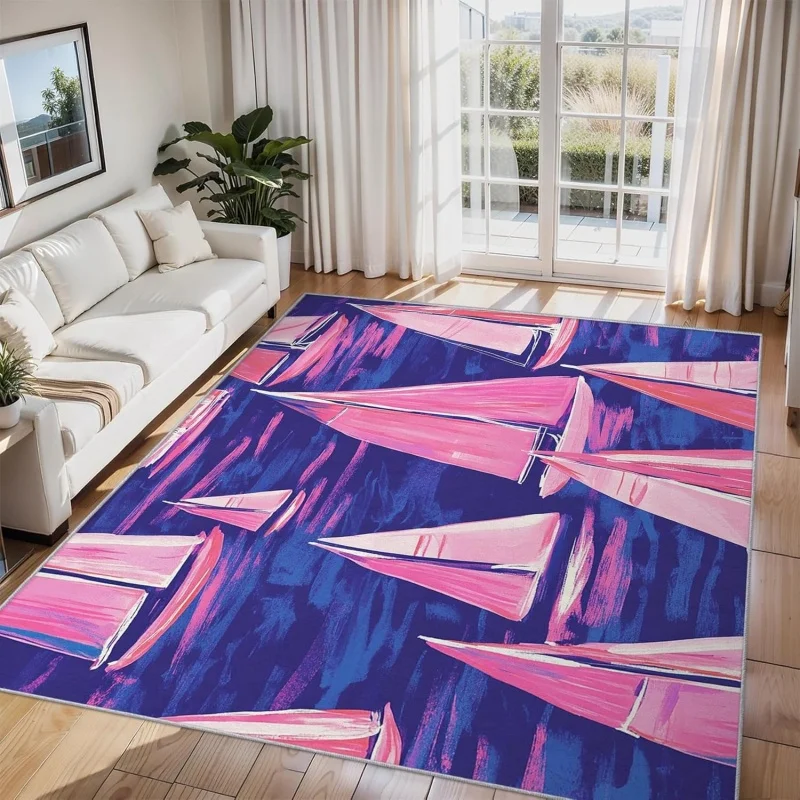 Modern Star Area Rug Retro Geometric Star Pattern Carpet Non-Slip Indoor Floor Mat for Living Room Bedroom Office Dining Room