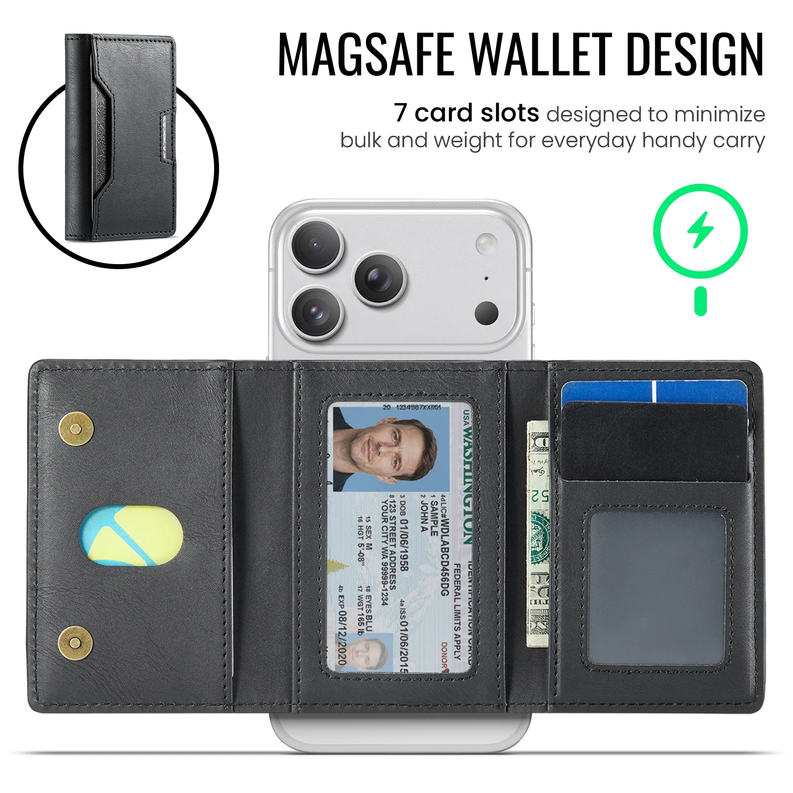 Multi-Slot MagSafe Geldbörse mit RFID-Blockierung und Magnetischem Kartenhalter für Smartphones – Detail 31