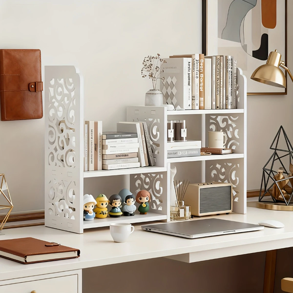 Office desktop bookshelf, rotatable and freely combined, suitable for corner, desktop shelf, and desktop space management