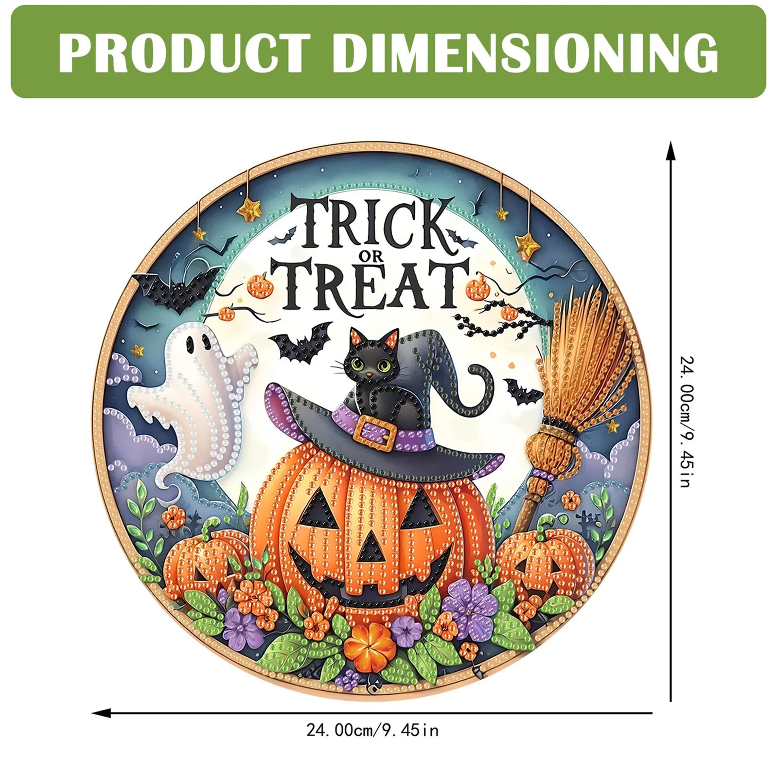 الاكريليك 2D شقة اليقطين القط DIY شنقا الماس الفن أطقم جدار الباب ديكور #6