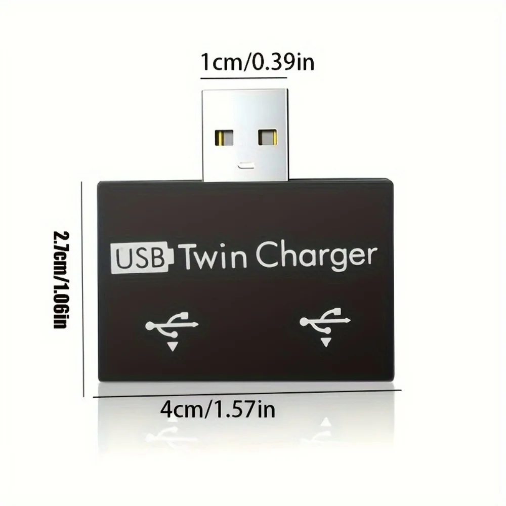 ultra-thin portable 2-port USB hub dual charger one-to-two converter Adapter Dual USB Charging Extender Cable for Laptop Compute