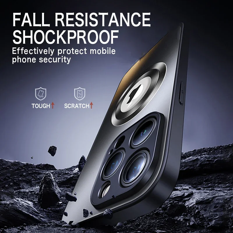 حافظة فاخرة غير لامعة مغناطيسية لهاتف Magsafe لهاتف آيفون 16 15 Pro Max 14 13 12 11 غطاء شحن لاسلكي مقاوم للصدمات #2