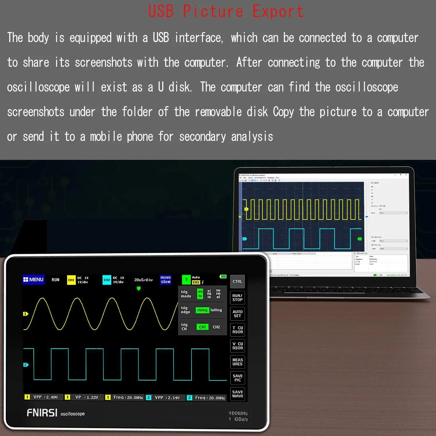 NEW FNIRSI-1013D Digital Tablet Oscilloscope Dual Channel 100M Bandwidth 1GS Sampling Rate Mini Tablet Digital Oscilloscope