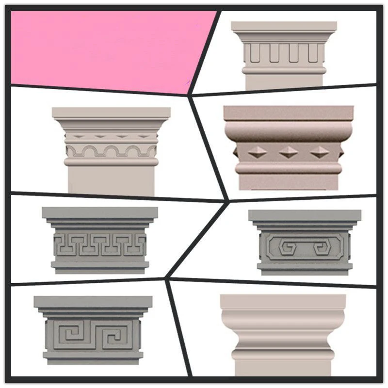 Cement Plastic Roman Column Mold Head and Foot Cylindrical Square Closure 30cm Full Set