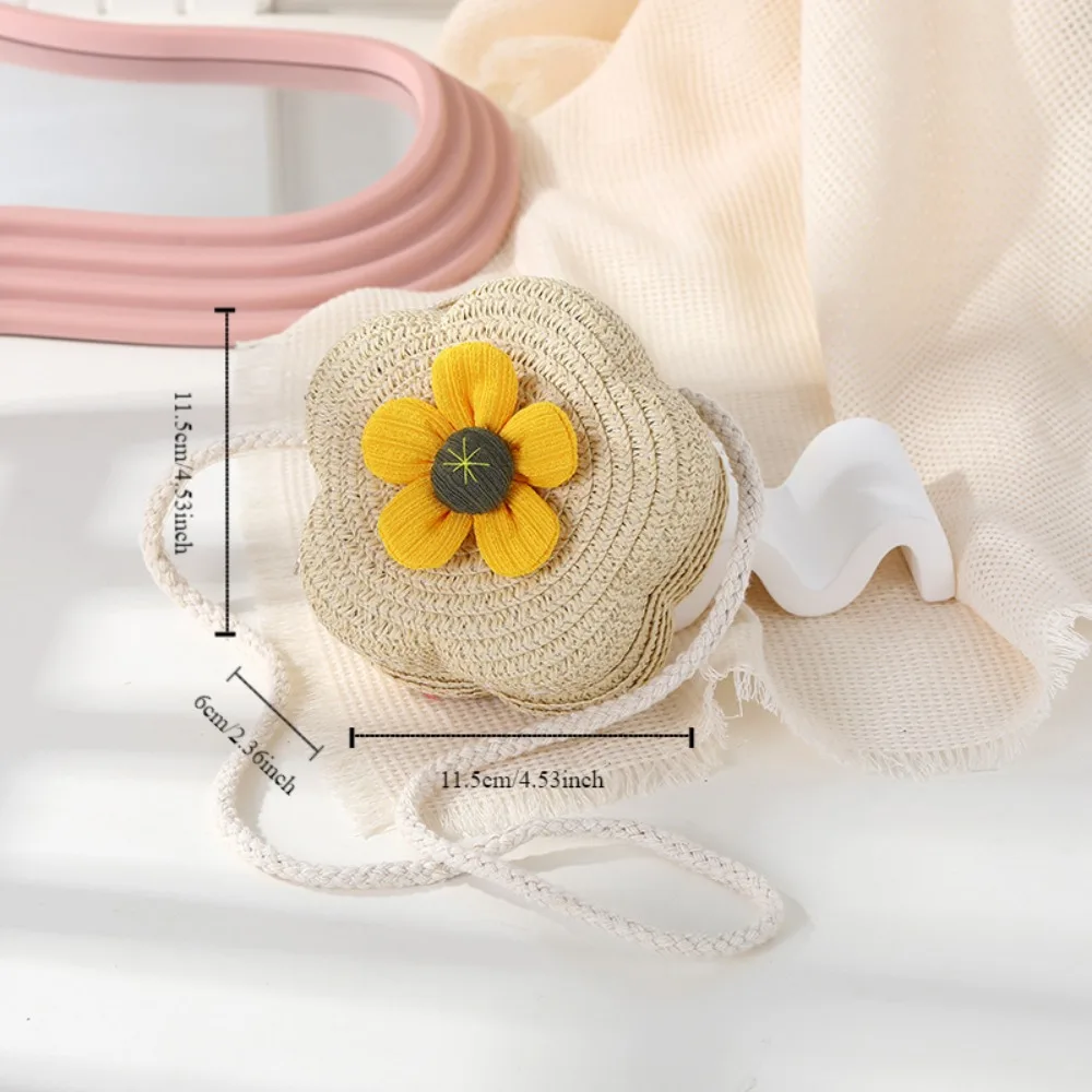 حقيبة كتف مصنوعة يدويًا من قش الزهور للفتيات ، حقيبة يد صغيرة ، حقائب ساعي البريد ، محفظة عملات معدنية ، أميرة لطيفة ، طفل ، أطفال ، مفاتيح ، أطفال ، صيف