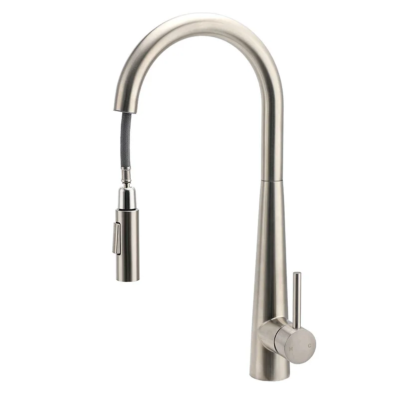 KYLINS Brushed Stainless Steel Kitchen Faucet Pull Out Kitchen Sink Water Tap Single Handle Hot And Cold Mixer Tap 360 Rotation