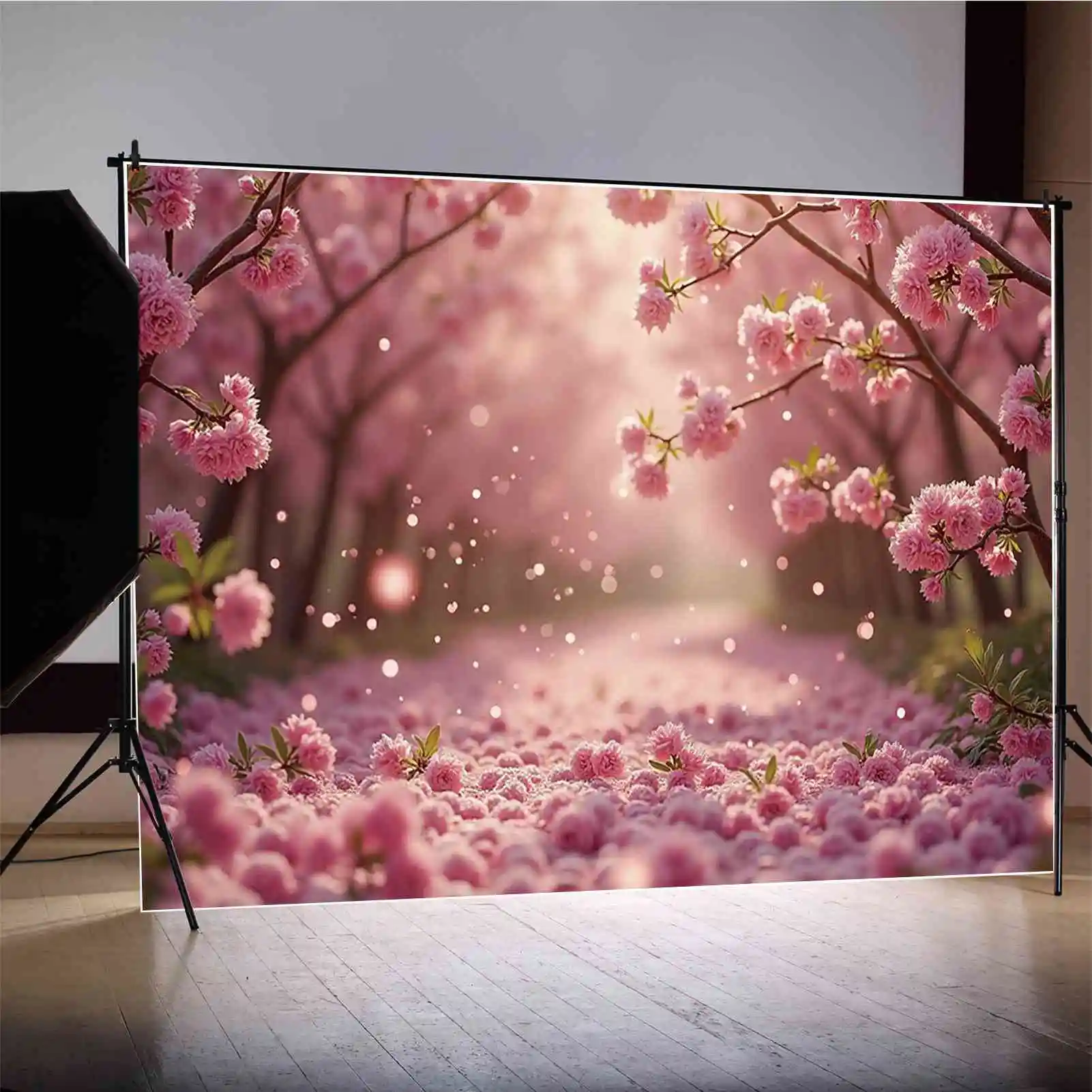 MOON.QG весенний лес фон сакура цветок цветение вишни дерево фон для фотосъемки цветочный зачарованный сад фотозона