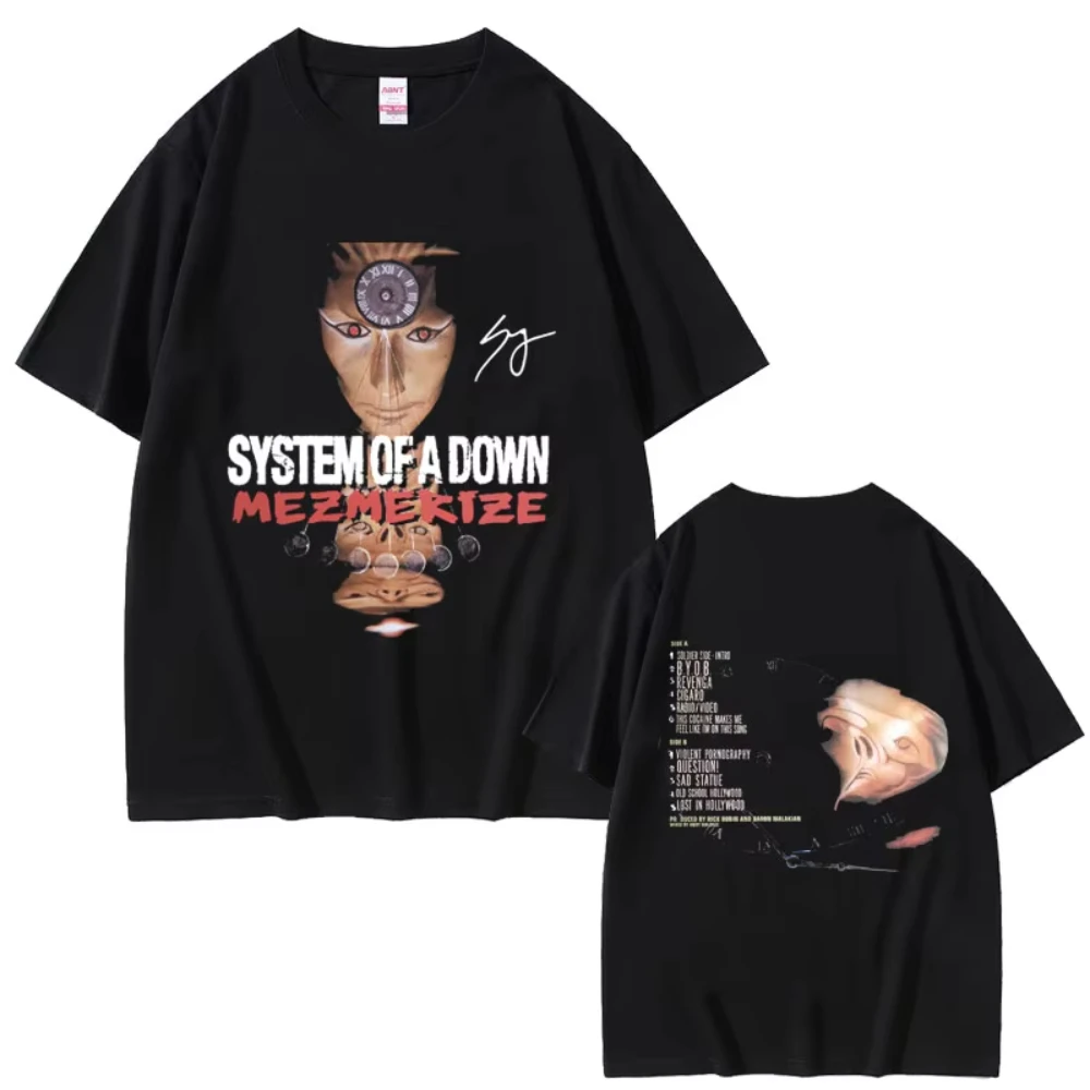 90s Rock Band System of A Down Mezmerize Graphic Tshirts Male Fashion Oversized Streetwear Men's Women Alternative Metal T-shirt