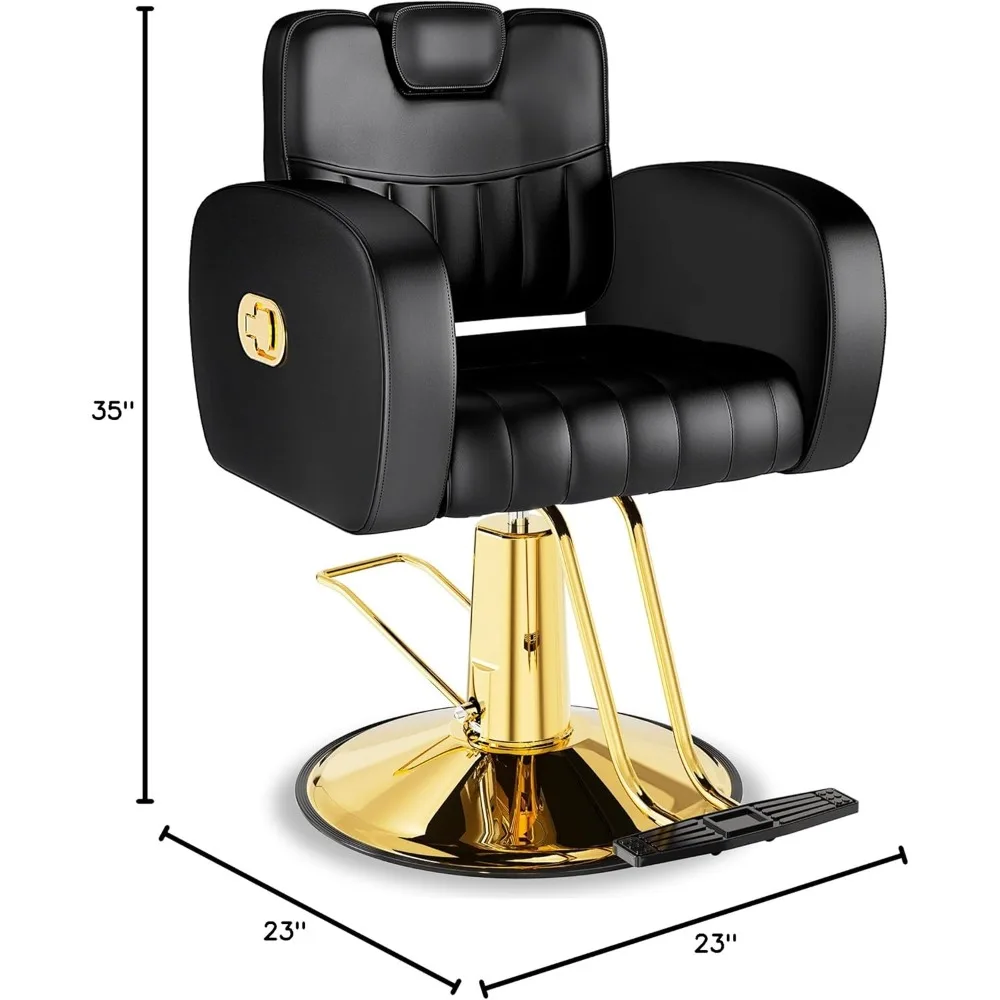 Heavy-Duty Steel Frame Salon Chair, Equipado com confortáveis almofadas grossas, Interior de couro, pesando 440 libras