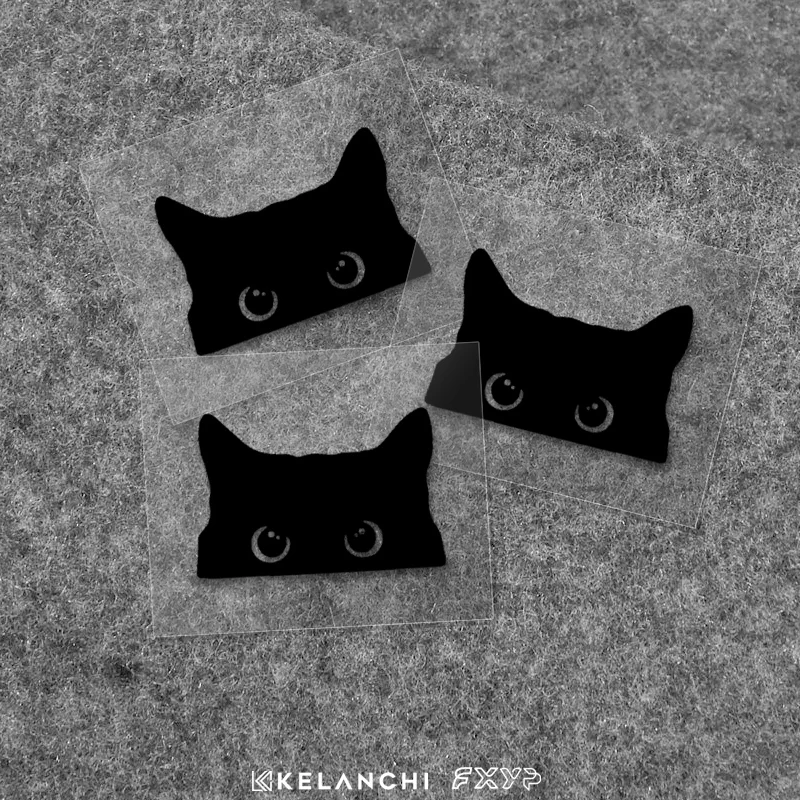 1PCS Cartoon Funny Black Cat Peeks Car Stickers Electric Motorcycle Trunk Computer Sticker Body Window Waterproof Auto Decals - view 5