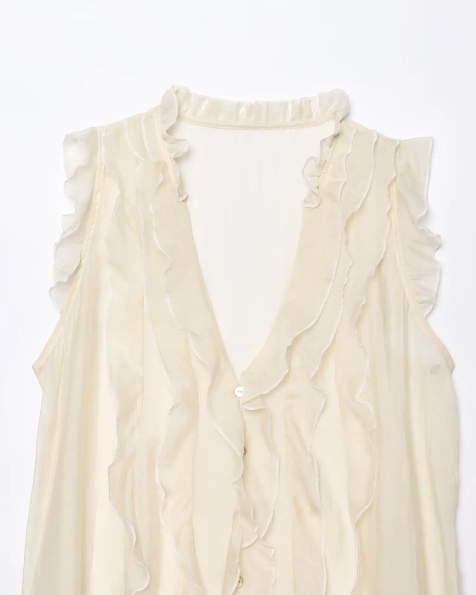 Nieuwe ruches tops mode semi-transparante korte top vrouw mouwloze ruches tops voor vrouwen elegante feesttop