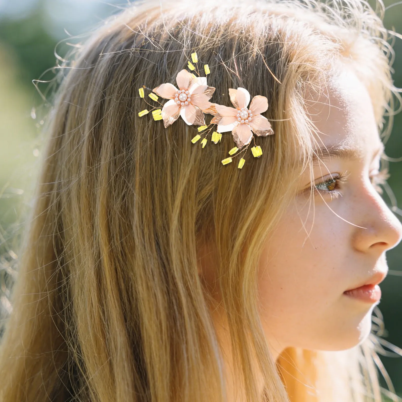 

Заколка для волос с цветами и жемчугом для женщин, свадебный аксессуар, в китайском стиле Ханьфу, розовая цветочная заколка, для повседневного ношения, ретро