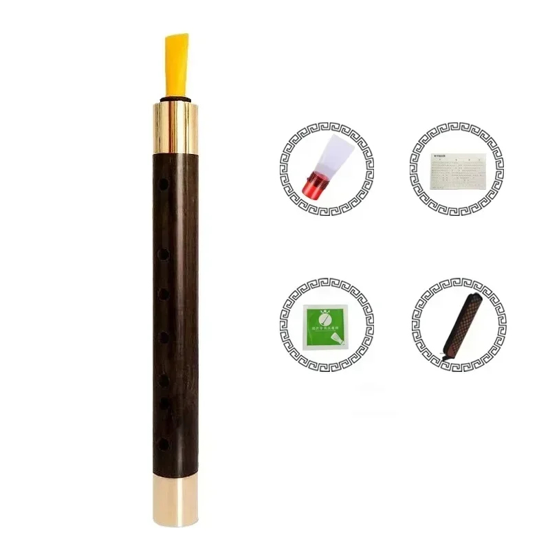 Guanzi-Chinese Woodwind National Musical Instrument Ebony Pipe Flute Easy To Learn with Accessories