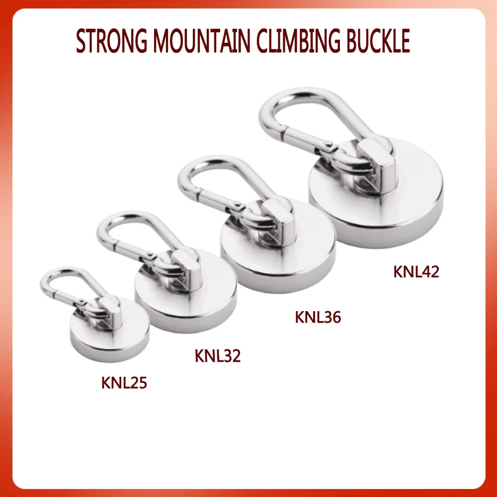 L20-L42mm Leistungsstarker runder magnetischer Saugnapf mit 360-Grad-Drehhaken, Bergsteigerschnalle, Topfmagnet