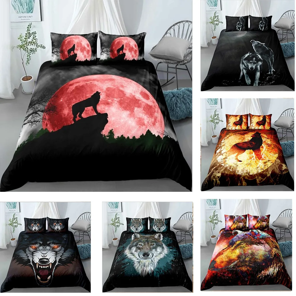 

Boys Wolf Duvet Cover Set Queen Twin Wolf Bedding Set for Kids Man Comforter Cover Set Wildlife Animal Quilt Cover&Pillowcases