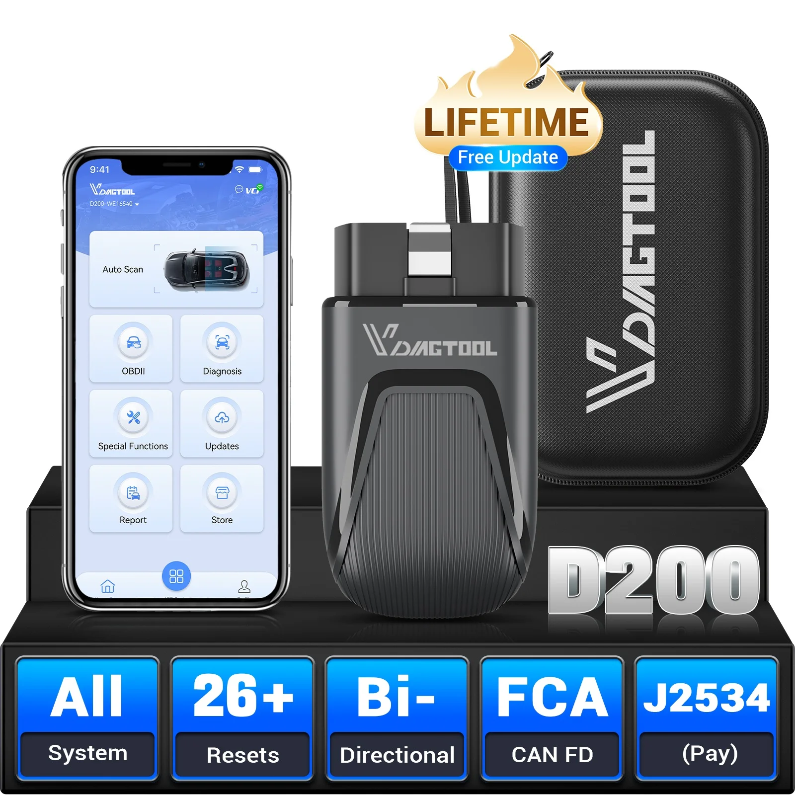 2026 VDIAGTOOL D200 Auto-Diagnosegerät Vollsystem-Diagnose 26+ Resets Bidirektionaler Test OBD2-Scanner Lebenslange Kostenlose Updates