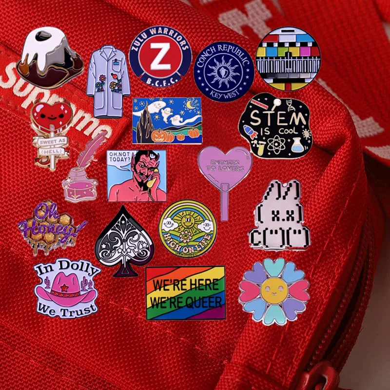 

Exquisite Artistic Painting Brooches Metal Enamel Lapel Pins Backpack Hat Accessories Decorative Trims Fan Gifts