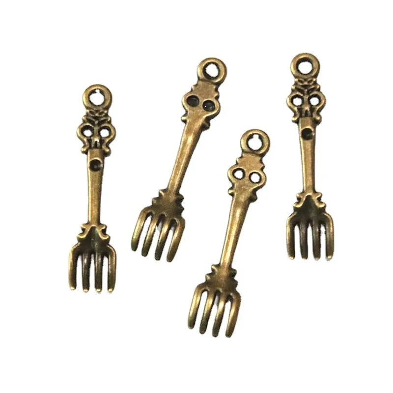 80Pcs Fork Charms 33.5*7.4MM Antique Bronze Plated DIY Handmade Craft Pendant Jewelry Accessories